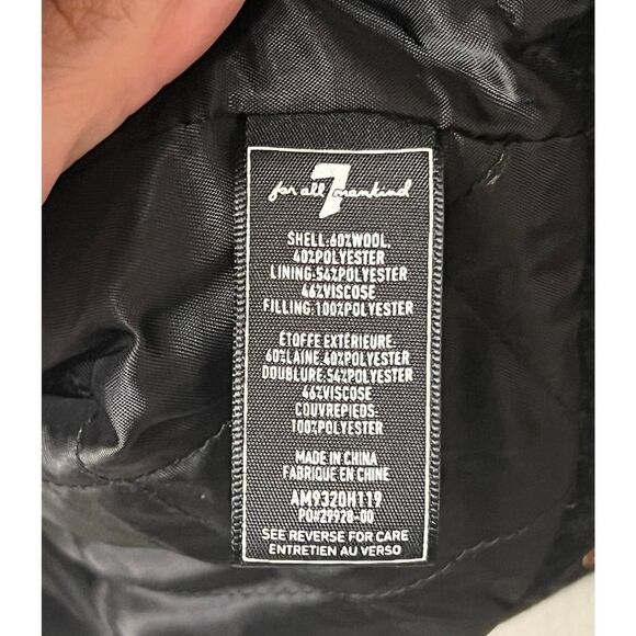 Seven For All Mankind Men's Wool Blend Black & Gray Plaid Trucker Jacket Medium - Picture 4 of 9